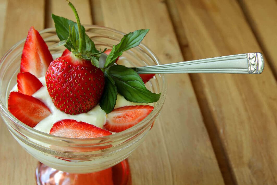 Bowl Of Strawberries And Cream